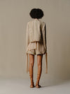 INTO THE EAST 25 Autumn/Winter Tussah Silk Embroidered Applique Buttoned Suit ITE-E1DGSS002SD22SU-SHA Sand